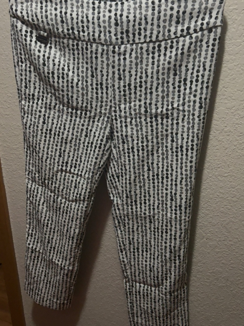 LISETTE White Pants with Black Dot Stripe Pattern